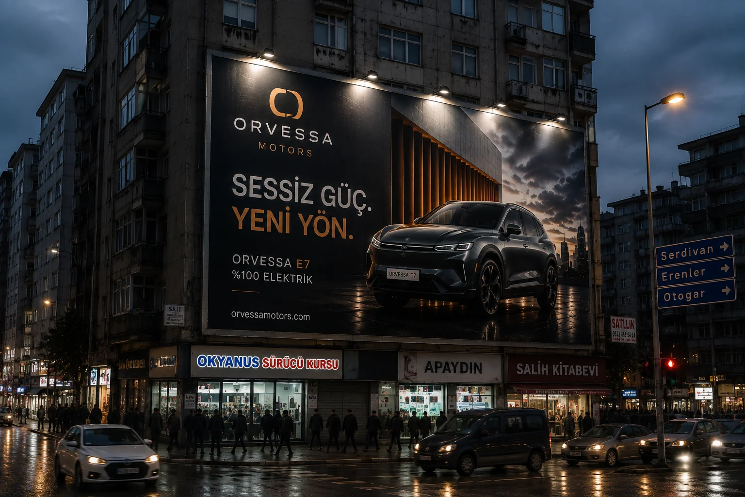 ORVESSA Motors duvar reklamı konsept mockup görseli